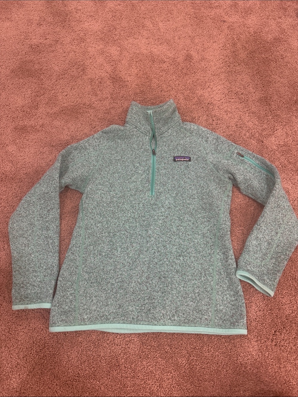 Patagonia Women's Heathered Mint Green Half-Zip Pullover